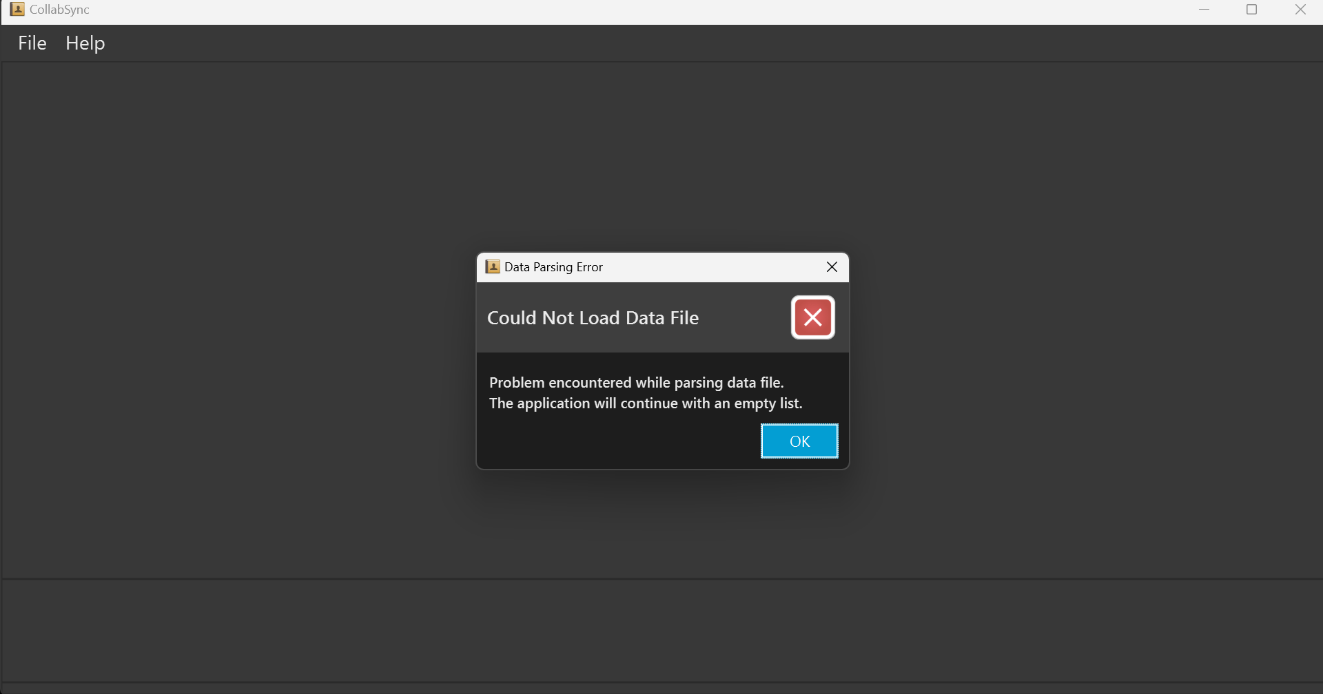 corrupted Data Warning